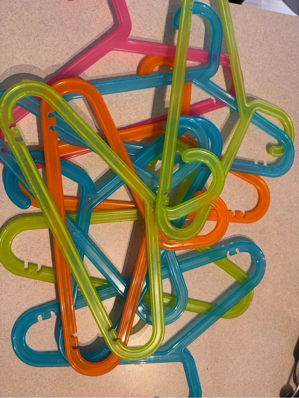 IKEA Kids Plastic Hangers in Blue, Orange, Green, Pink
